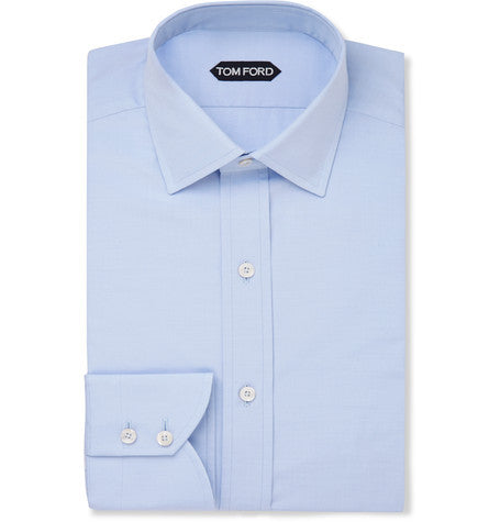 blue slim fit cotton shirt