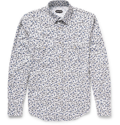 slim fit floral print cotton poplin shirt