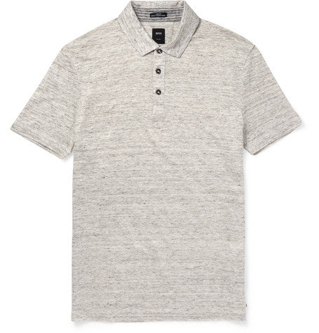 slim fit linen jersey polo shirt