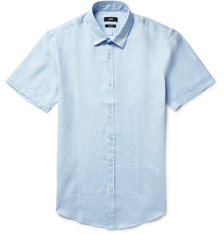 slim fit garment dyed linen shirt