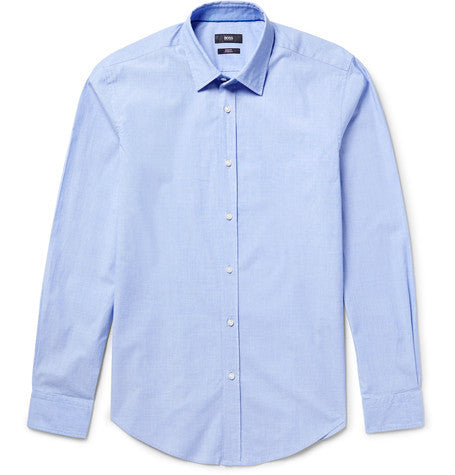 slim fit washed stretch cotton dobby shirt