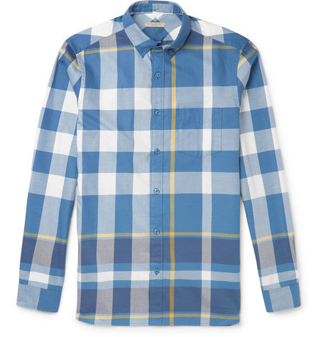 brit alvin slim fit checked cotton shirt