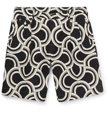 printed linen shorts