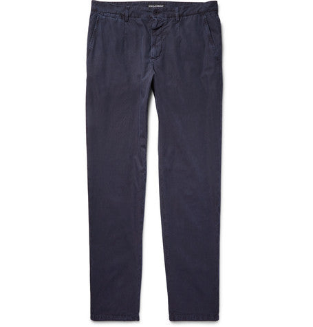 slim fit washed cotton trousers