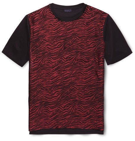zebra print satin and cotton t shirt