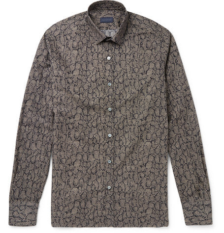 slim fit snake print cotton poplin shirt