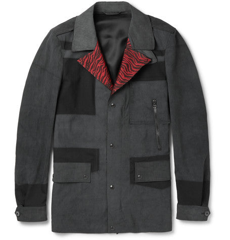 zebra print trimmed cotton blend field jacket