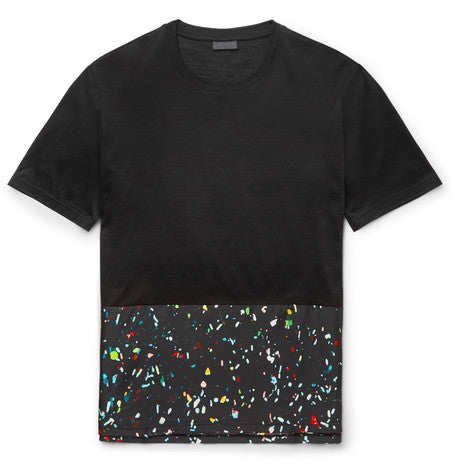 printed silk panelled cotton t shirt