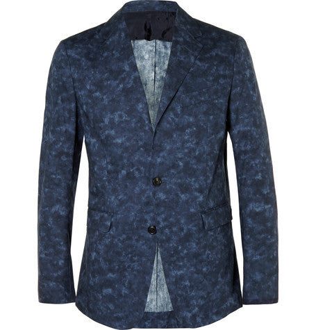 blue titus mottled cotton suit jacket