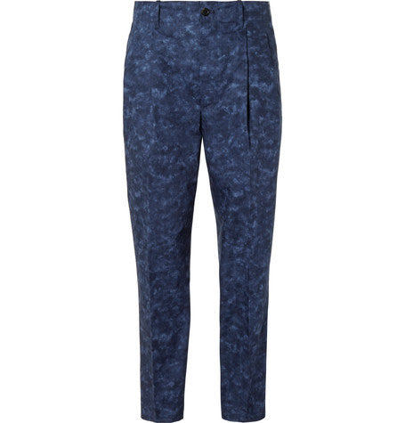 blue rowley tapered mottled cotton suit trousers