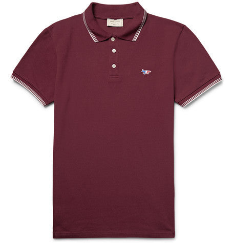 slim fit contrast tipped cotton pique polo shirt