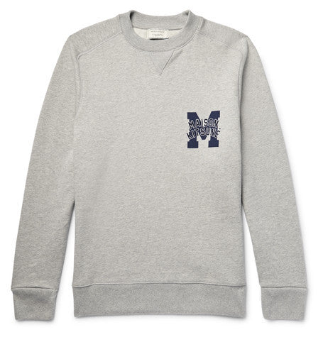 embroidered melange fleece back cotton jersey sweatshirt