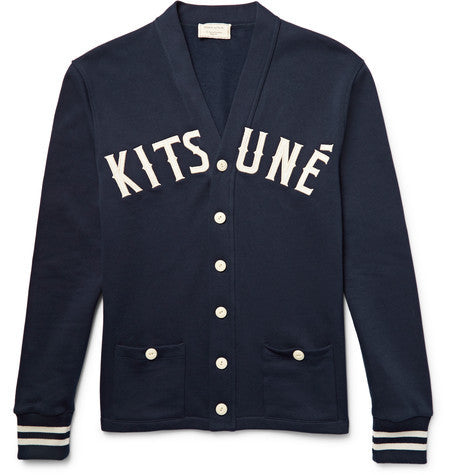 appliqued fleece back cotton jersey cardigan