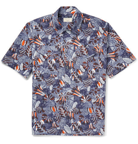 slim fit printed cotton poplin safari shirt