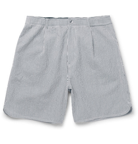 wide leg striped stretch cotton seersucker shorts