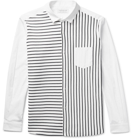 striped tricot and cotton poplin shirt