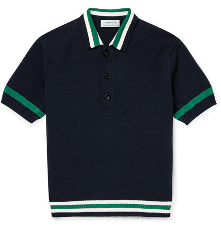 contrast trim knitted cotton polo shirt