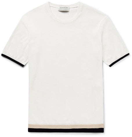 contrast trim knitted cotton t shirt
