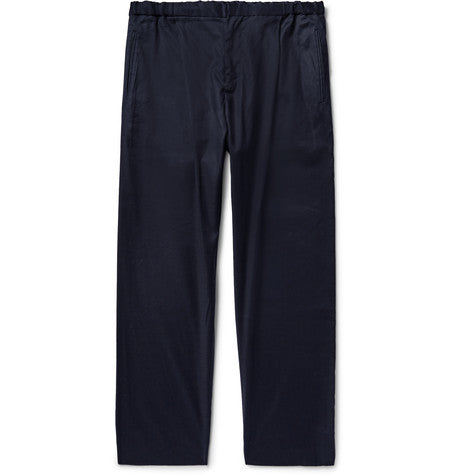 cotton and linen blend twill trousers