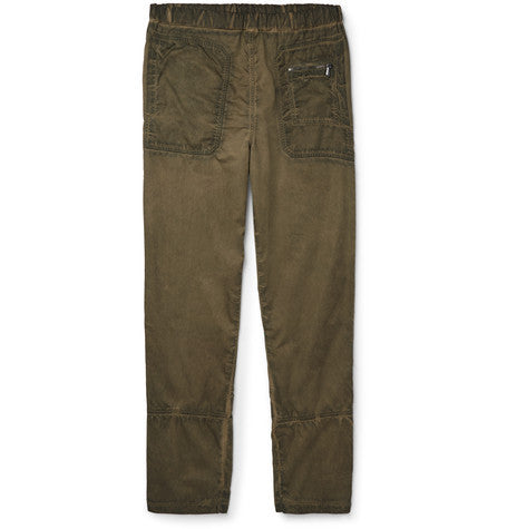 slim fit distressed cotton trousers