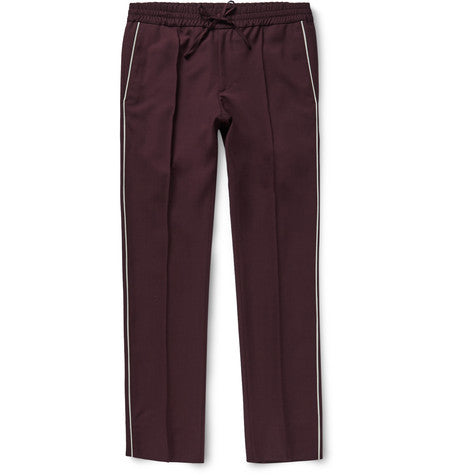 slim fit wool and mohair blend trousers