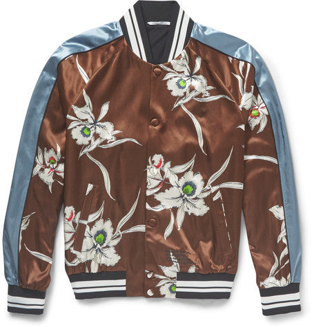printed satin bomber jacket