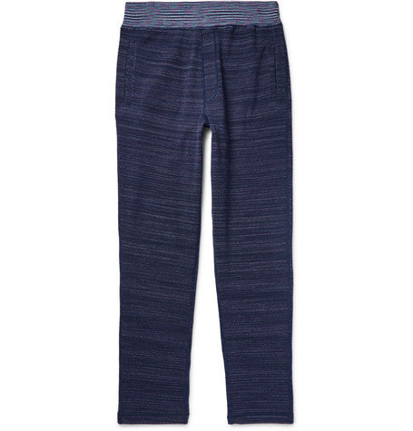 tapered crochet knit cotton trousers