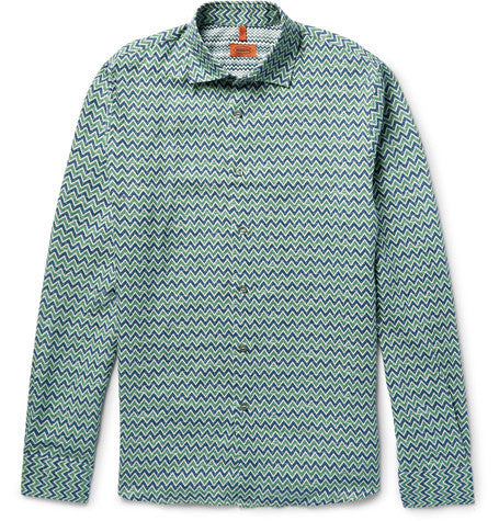 slim fit printed linen shirt
