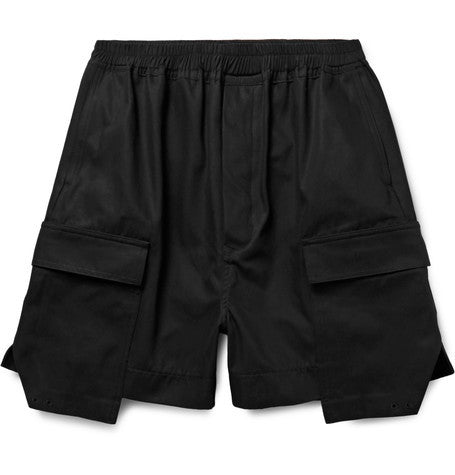layered cotton canvas cargo shorts