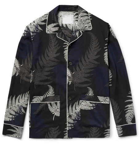 camp collar printed voile shirt