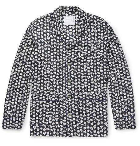 printed camp collar voile shirt