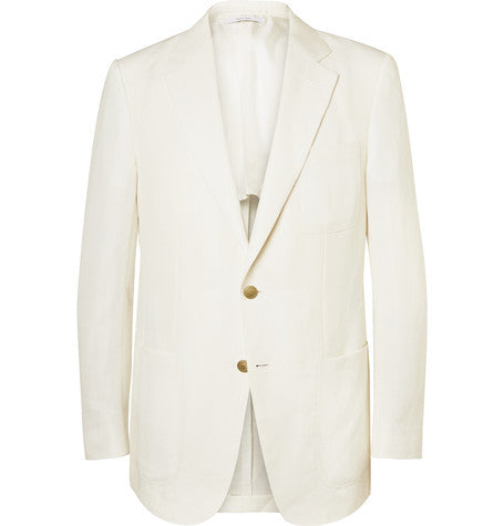 ivory cotton and linen blend blazer