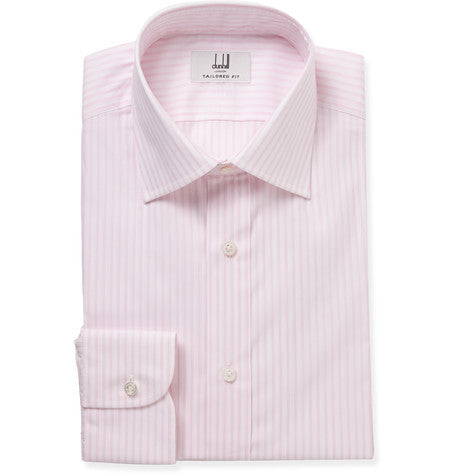 pink slim fit striped cotton shirt