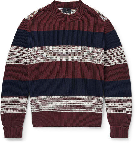 slim fit striped ribbed cotton sweater