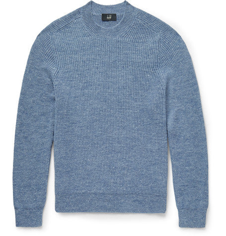 slim fit ribbed mohair and linen blend sweater