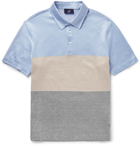 slim fit silk and cotton blend polo shirt