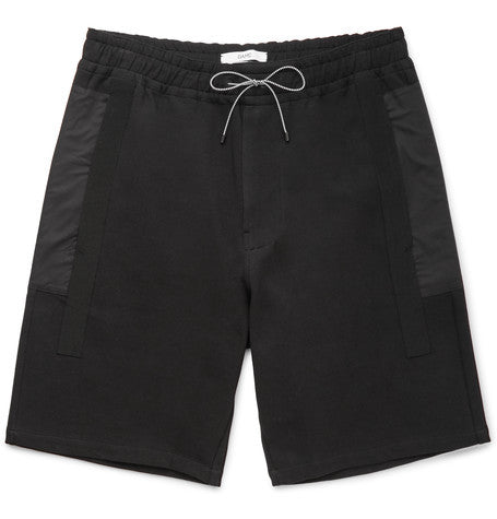 wide leg panelled cotton blend shorts