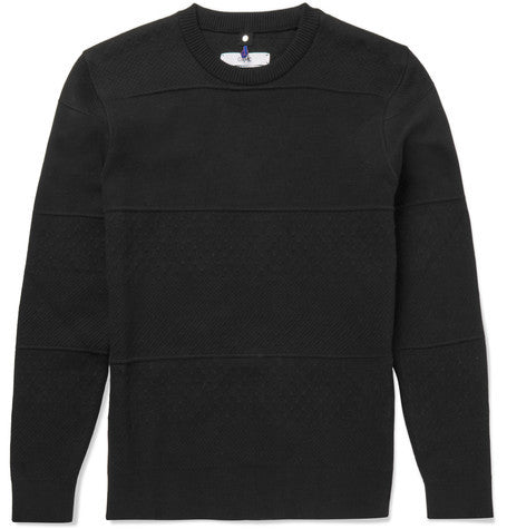 slim fit textured cotton blend sweater