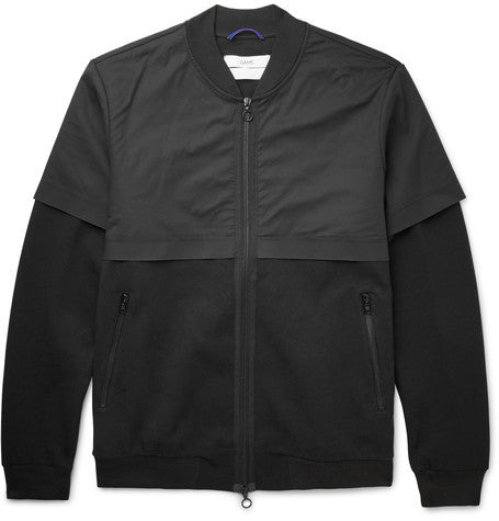 black panelled cotton blend bomber jacket