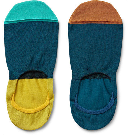colour block cotton blend no show socks
