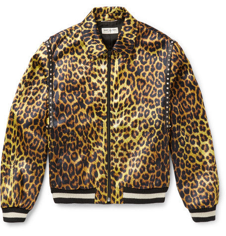 leopard print satin harrington jacket