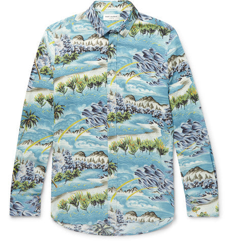 hawaiian print voile shirt