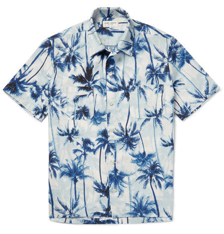 palm tree print cotton shirt
