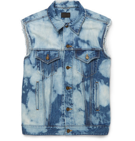 bleached denim gilet