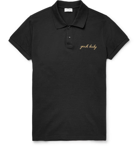 slim fit embroidered cotton polo shirt