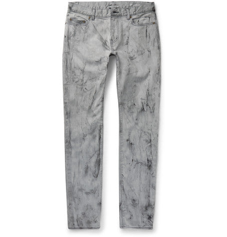 skinny fit marble print stretch denim jeans