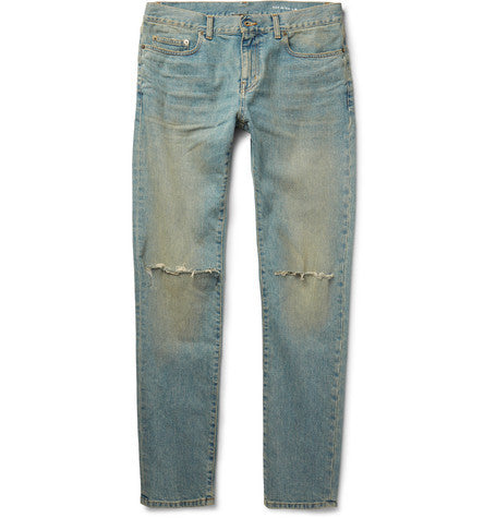 skinny fit 15cm hem distressed stretch denim jeans