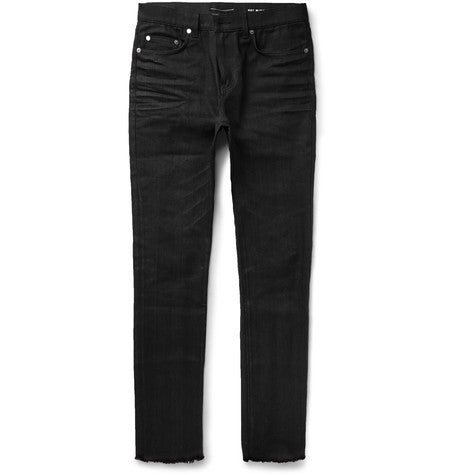 skinny fit raw hem denim jeans