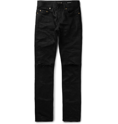 skinny fit 17cm hem ripped denim jeans