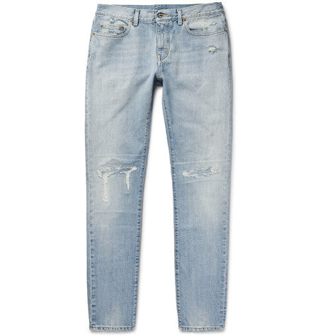 skinny fit 16cm distressed washed denim jeans